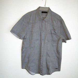 Men's CALVIN KLEIN S/S Button Front Shirt - XL - Light Gray MINT Condition